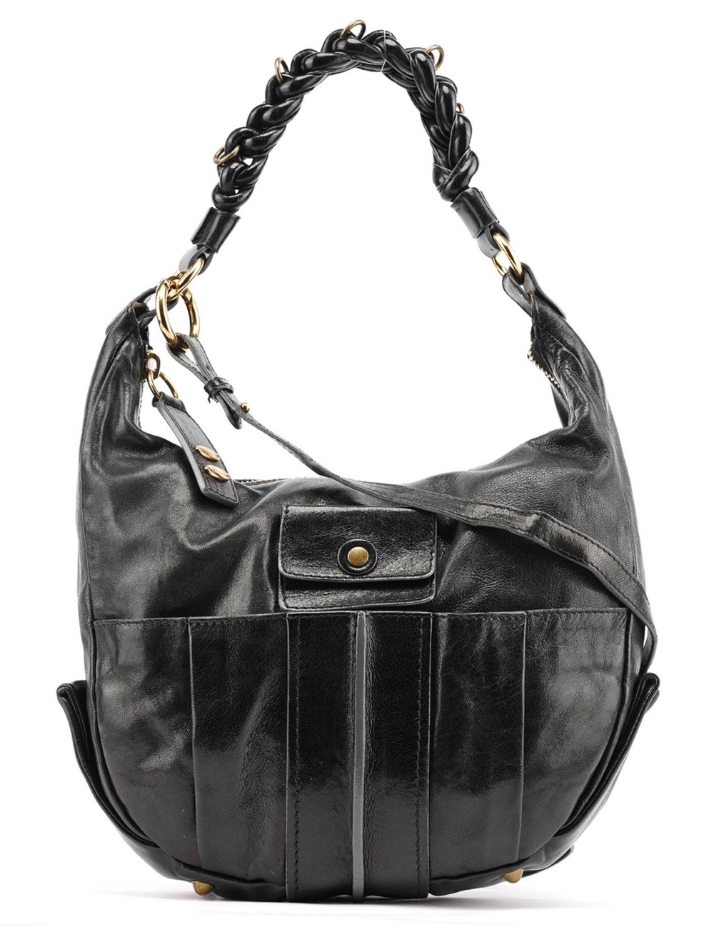 Chloe Heloise Black Leather Hobo Bag with Braided Handle